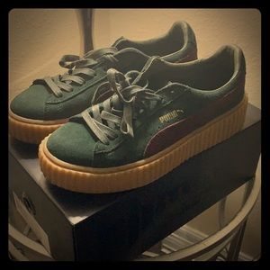 Green and Tan Rihanna Fenty Puma Creepers
